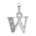14KW Rhodium-plated Diamond Letter W Initial Pendant