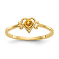 14K Citrine Birthstone Heart Ring