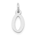 14K White Gold Small Slanted Block Letter O Initial Charm