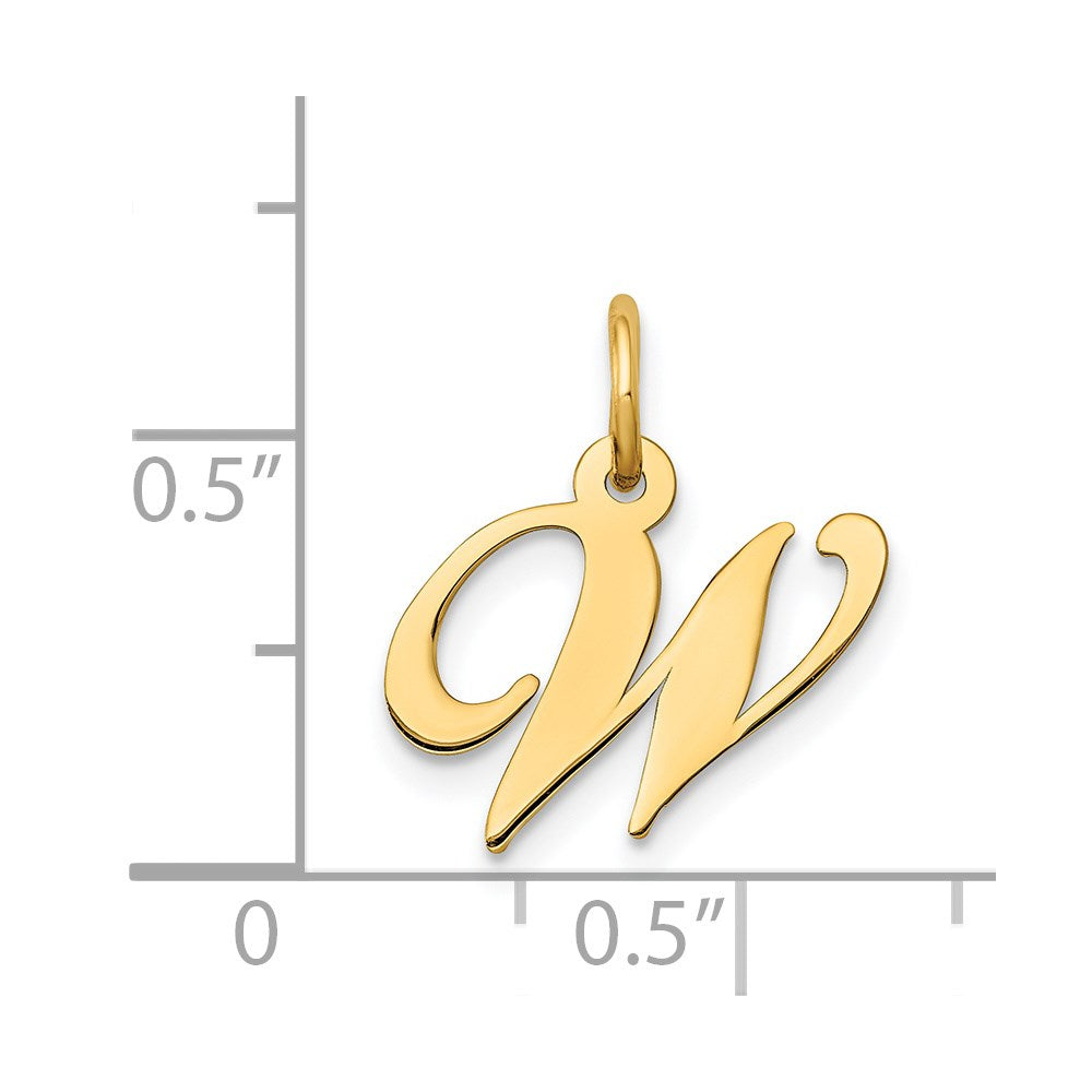 14K Small Fancy Script Letter W Initial Charm
