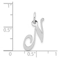 14k White Gold Small Fancy Script Letter N Initial Charm