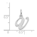 14k White Gold Small Fancy Script Letter V Initial Charm