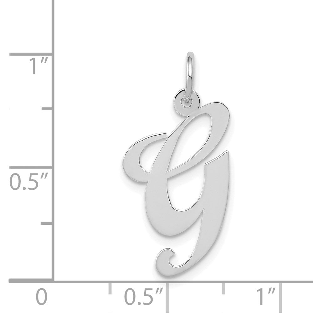 14k White Gold Large Fancy Script Letter G Initial Charm
