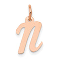 14k Rose Gold Small Script Letter N Initial Charm