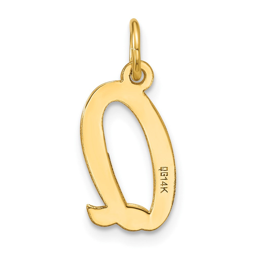 14k Medium Script Letter Q Initial Charm
