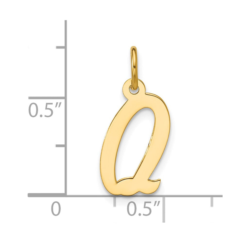 14k Medium Script Letter Q Initial Charm
