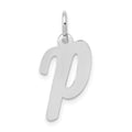 14k White Gold Medium Script Letter P Initial Charm