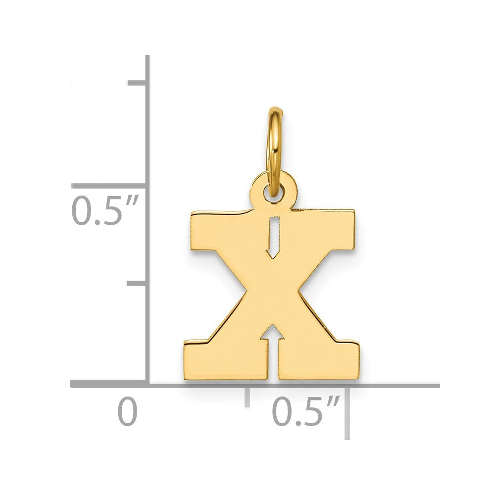 14k Small Block Initial X Charm
