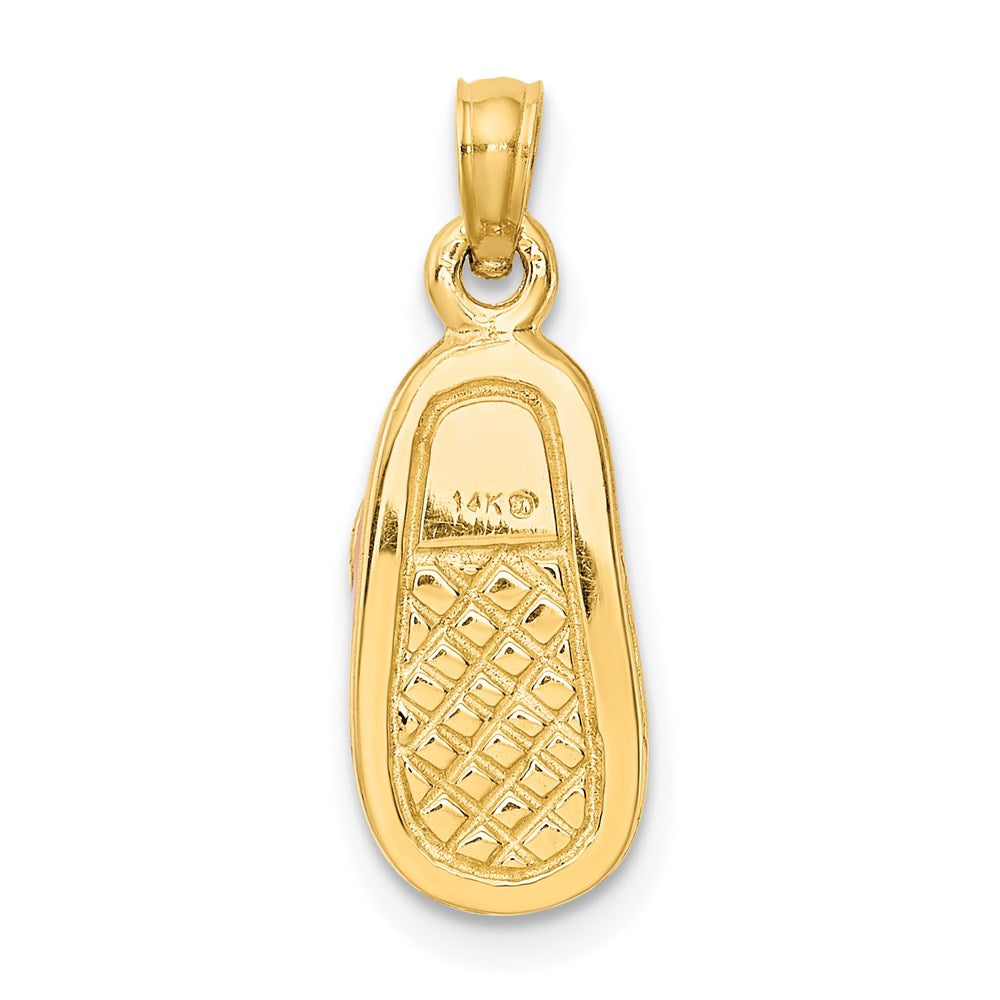 14k Pink Enameled 3D Baby Shoe Pendant