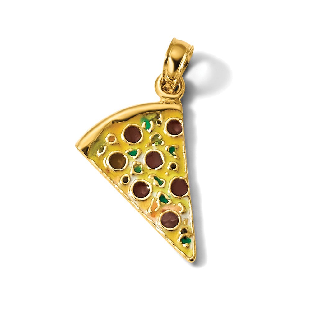14k Enameled Pizza Slice Pendant