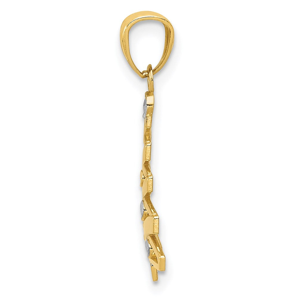 14k w/Rhodium Christmas Tree Pendant