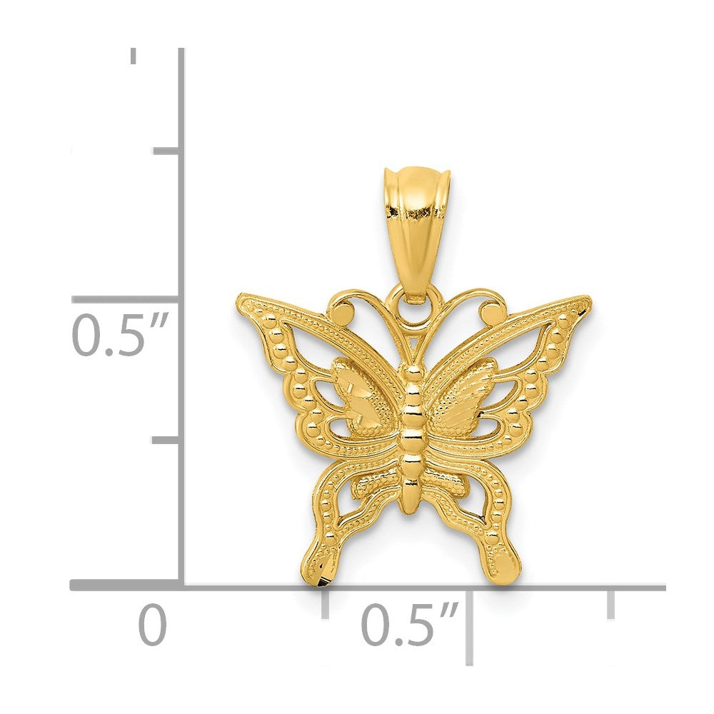 14K Diamond-cut Butterfly Pendant