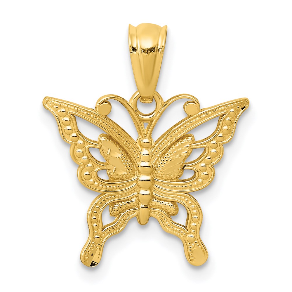 14K Diamond-cut Butterfly Pendant