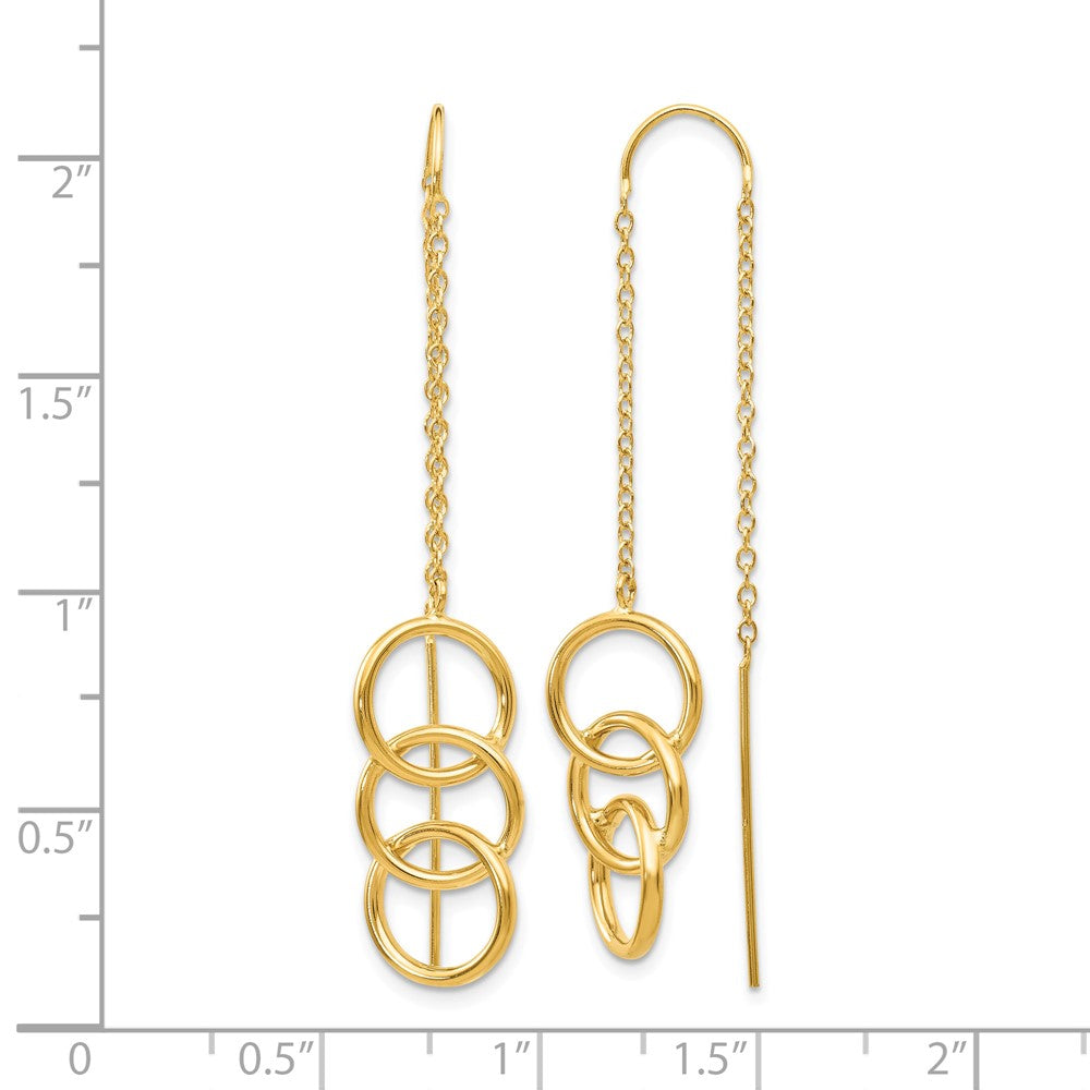 14k Triple Circle Threader Earrings