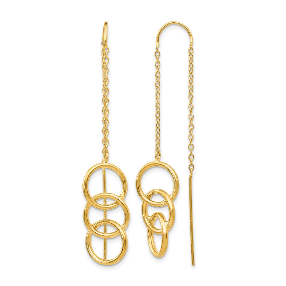 14k Triple Circle Threader Earrings