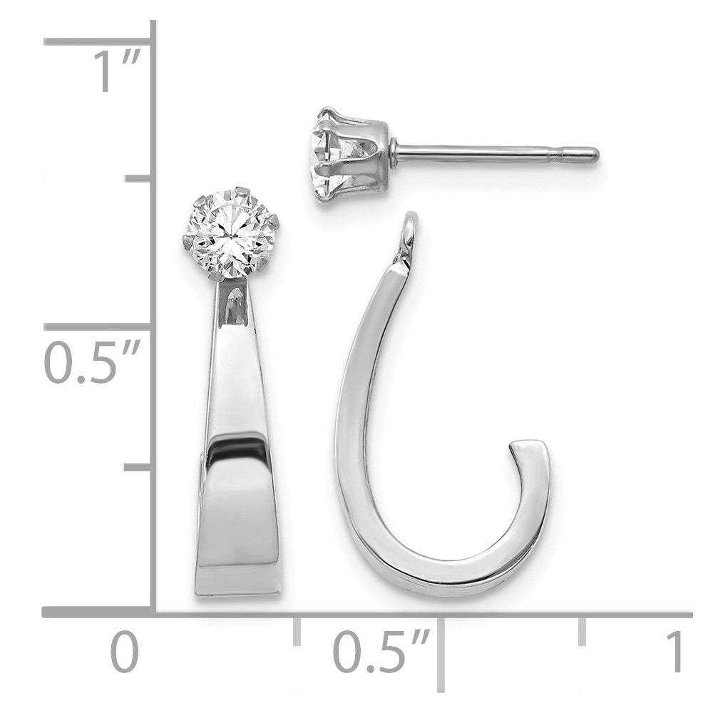 14k White Gold J Hoop w/CZ Earring Jacket