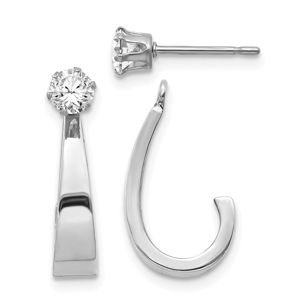 14k White Gold J Hoop w/CZ Earring Jacket