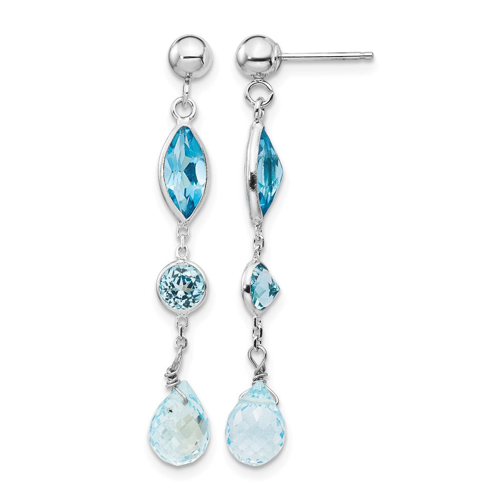 14K WG Blue Topaz Post Earrings