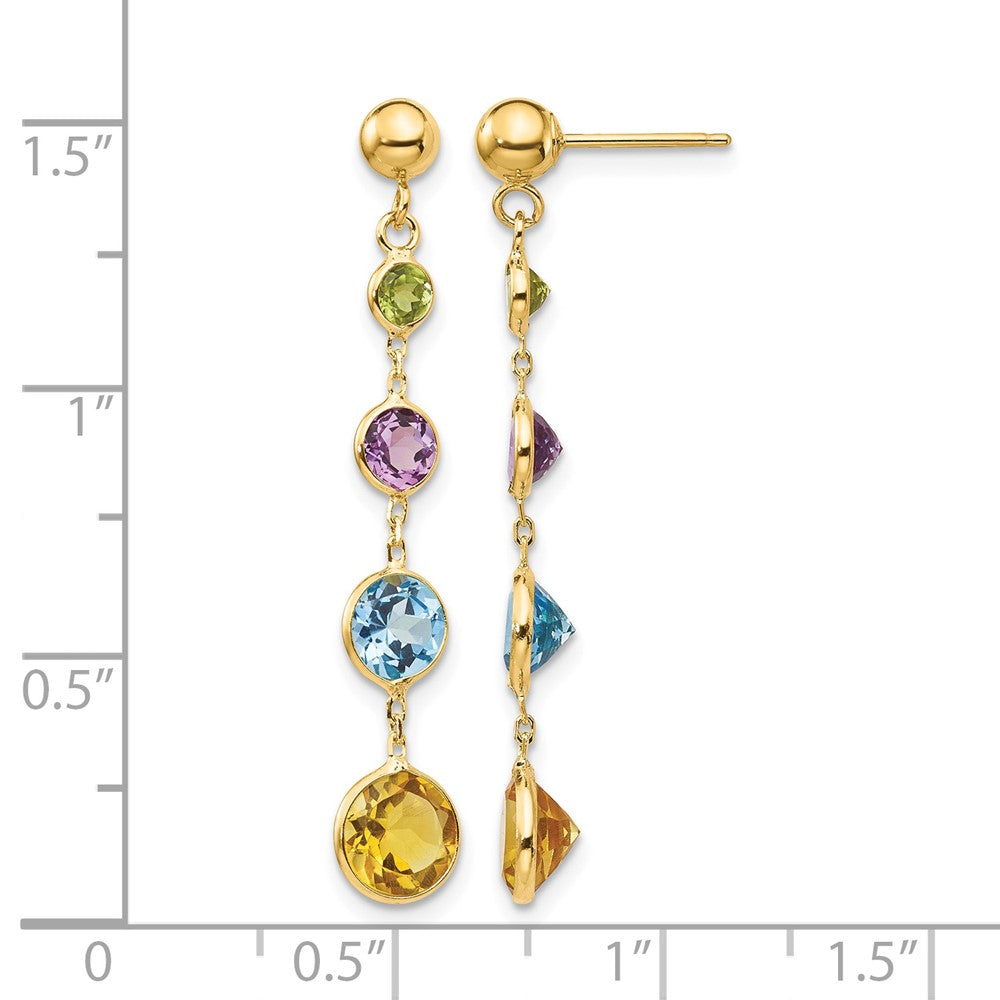 14K Multi-Gemstone Dangle Post Earrings