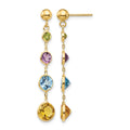 14K Multi-Gemstone Dangle Post Earrings