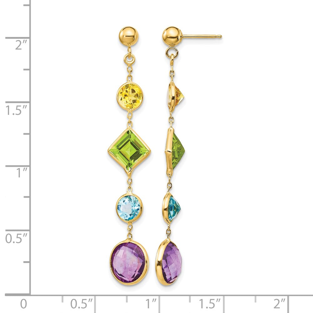 14K Muti-Gemstone Post Earrings