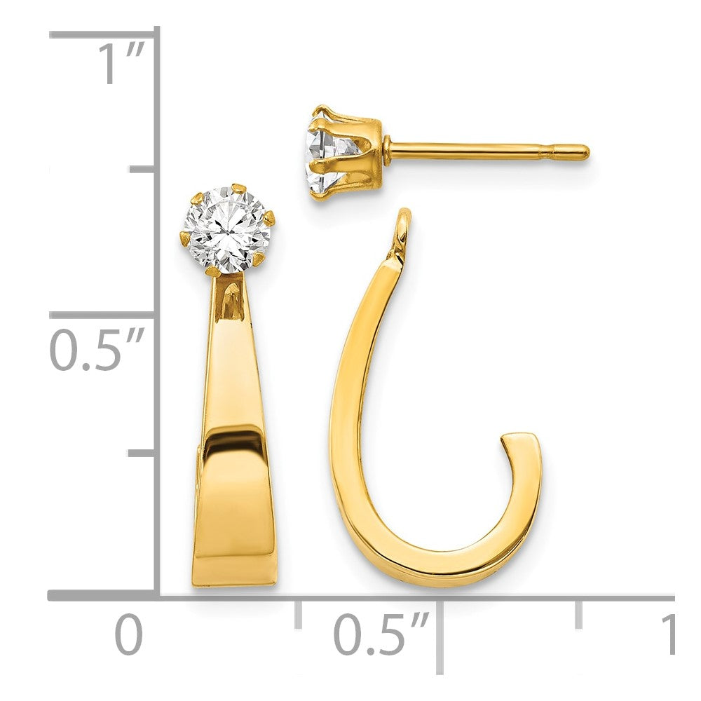 14k J Hoop with CZ Stud Earring Jackets