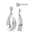 14k White Gold Polished Oval Dangle with CZ Stud Earring Jackets