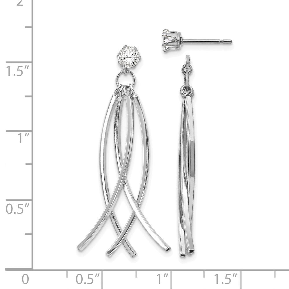 14k White Gold Curved Dangles with CZ Stud Earring Jackets