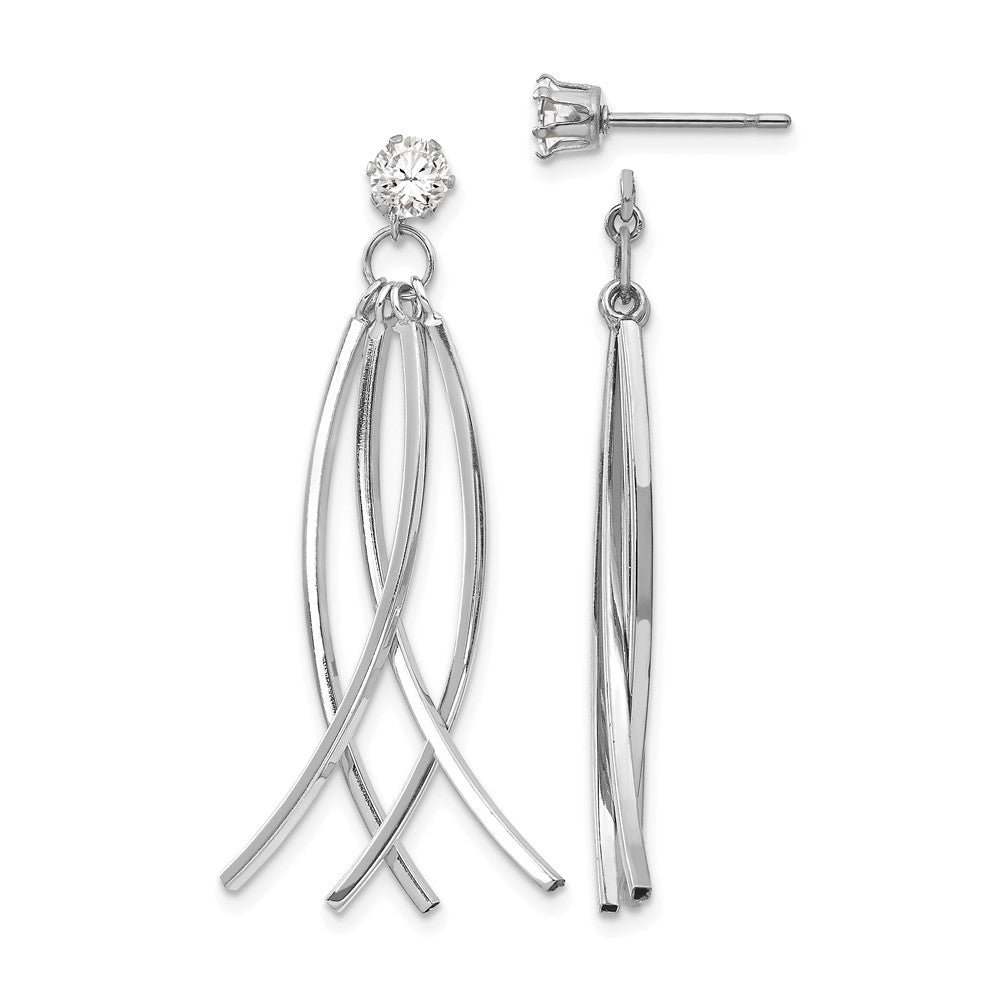 14k White Gold Curved Dangles with CZ Stud Earring Jackets