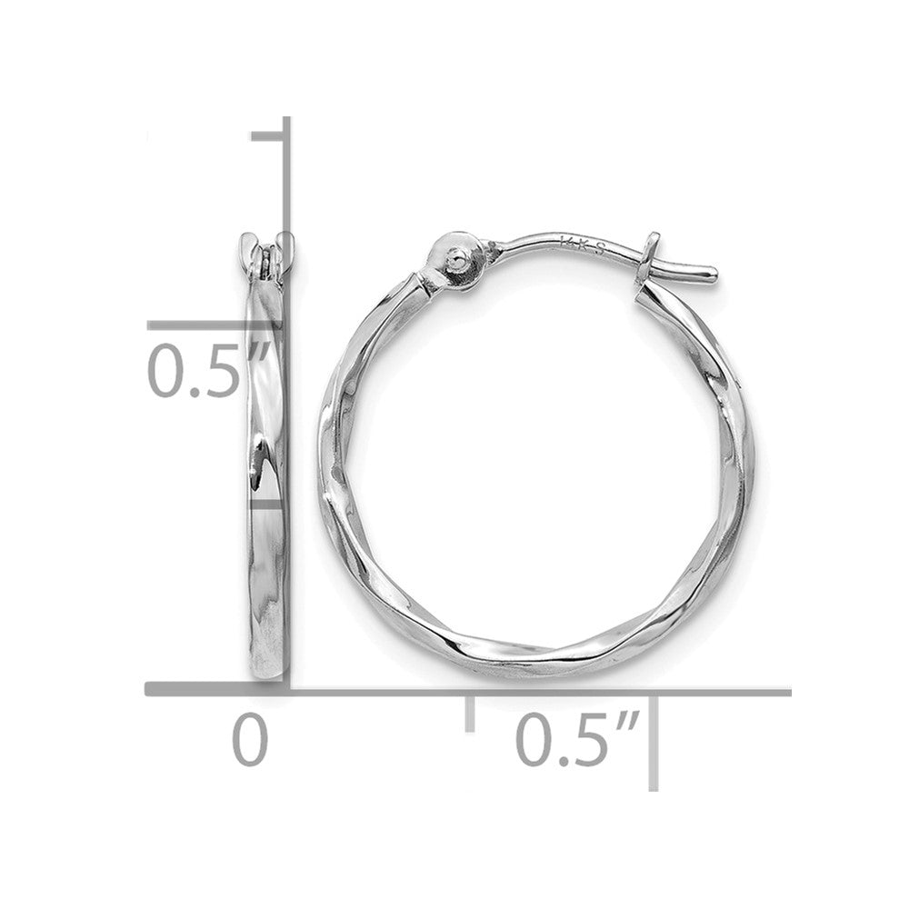 14k White Gold Twisted Hoop Earrings