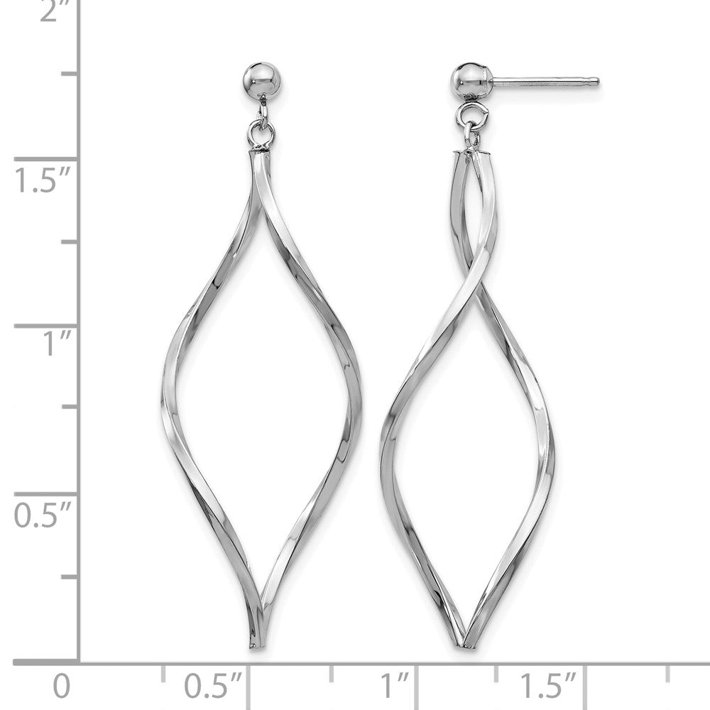 14k White Gold Twisted Post Dangle Earrings