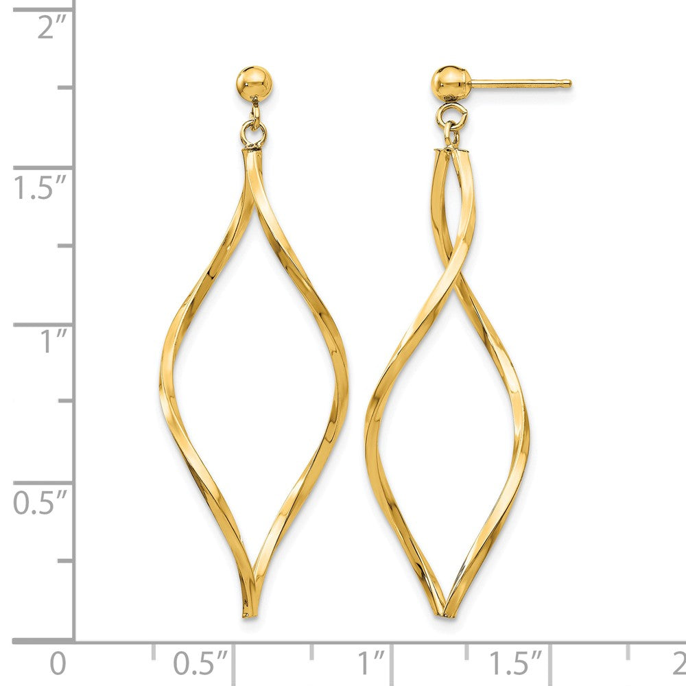 14k Twisted Post Dangle Earrings