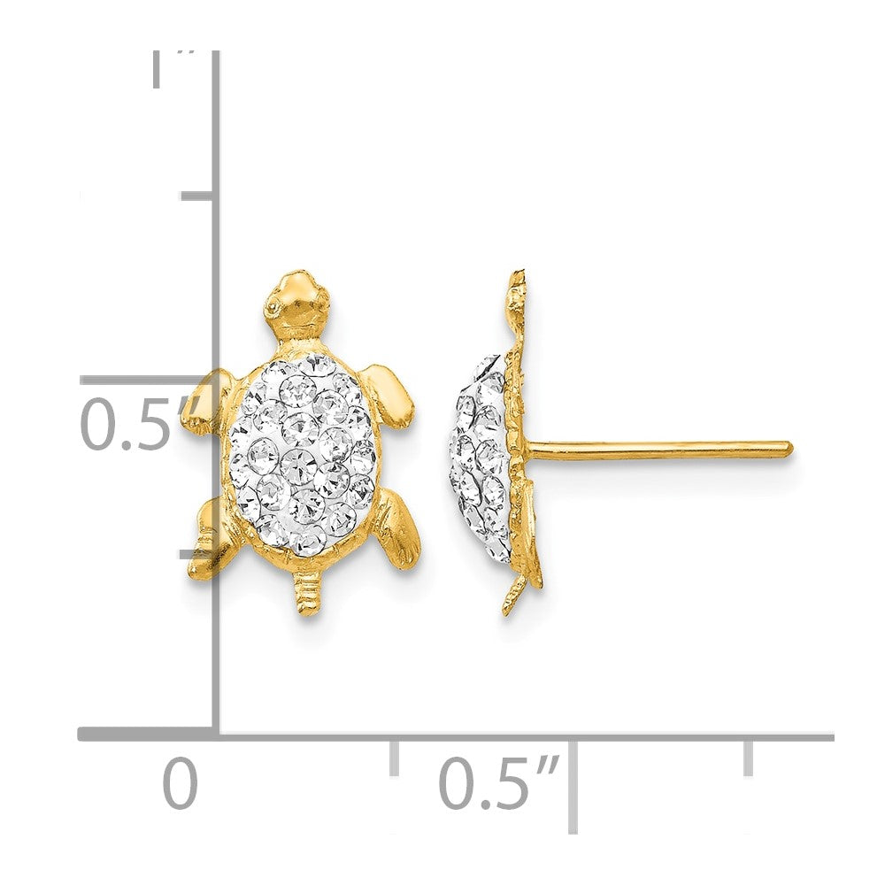 14k Crystal White Turtle Post Earrings