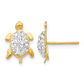 14k Crystal White Turtle Post Earrings