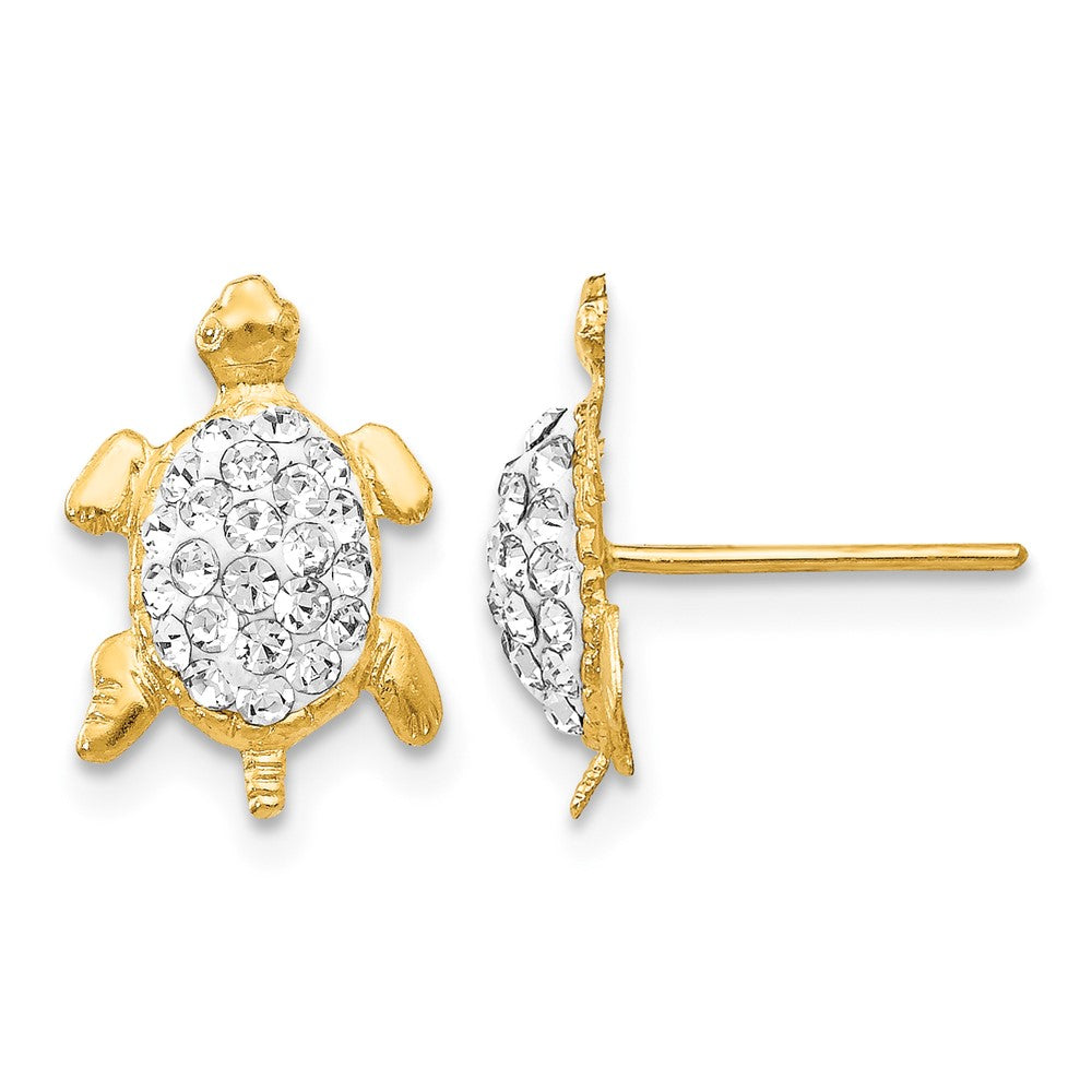 14k Crystal White Turtle Post Earrings