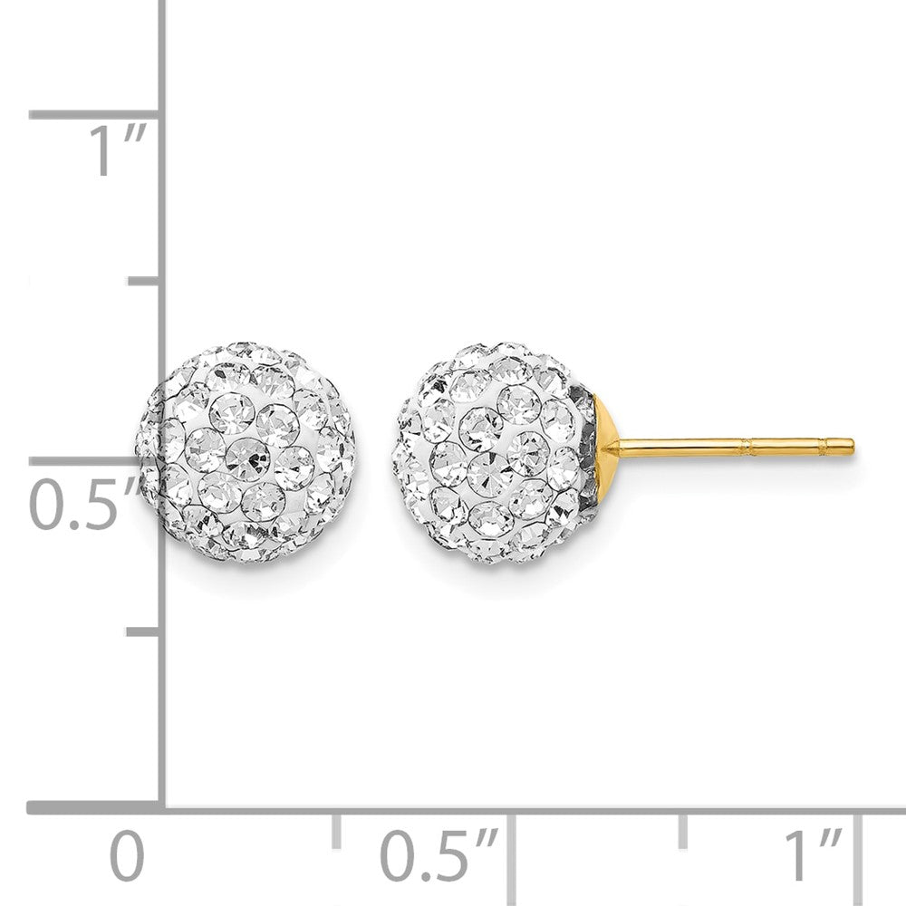 14K Post 8mm Crystal Ball Earrings