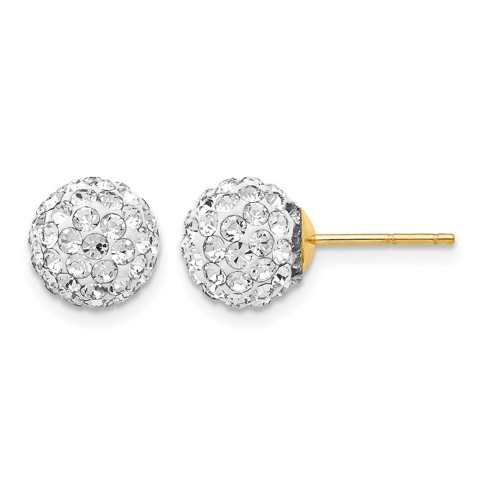 14K Post 8mm Crystal Ball Earrings