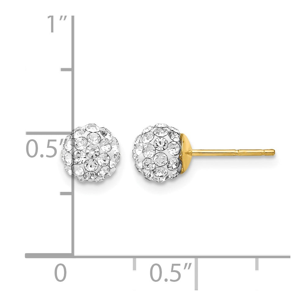 14k Post 6mm Crystal Ball Earrings