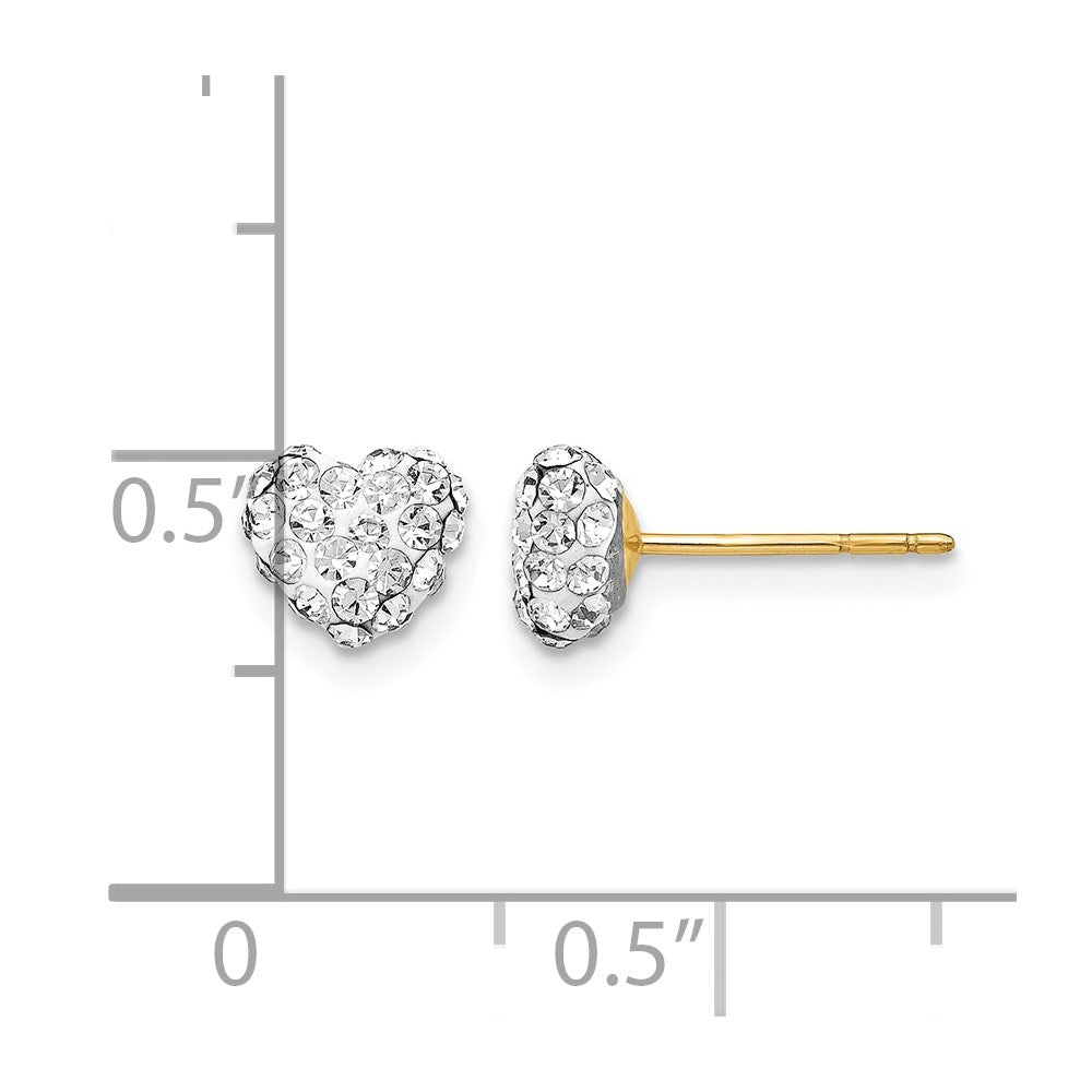 14K Post 6mm Crystal Heart Post Stud Earrings