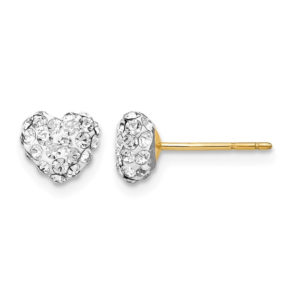 14K Post 6mm Crystal Heart Post Stud Earrings