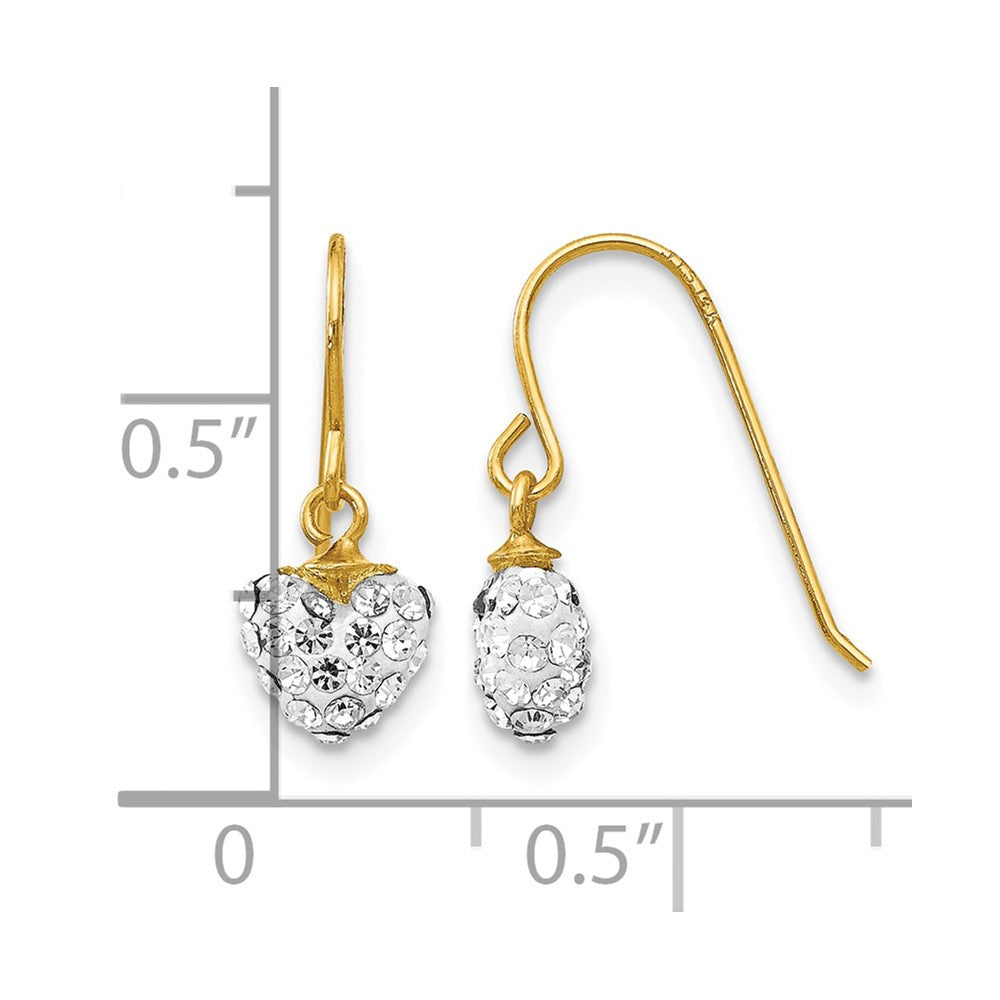14k Crystal Heart Dangle Earrings