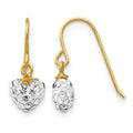 14k Crystal Heart Dangle Earrings