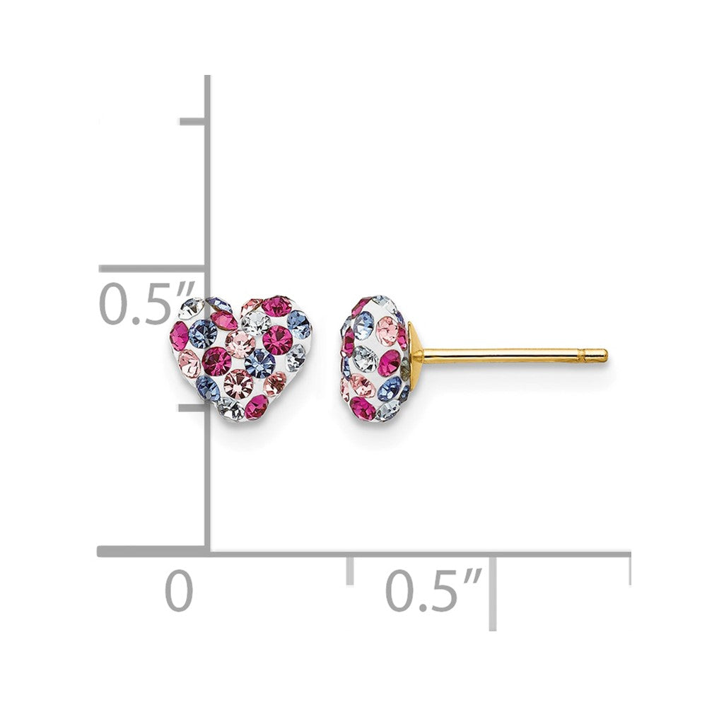 14k Multi-colored Crystal 6mm Heart Post Earrings