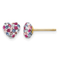 14k Multi-colored Crystal 6mm Heart Post Earrings