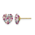 14K Post Multi-colored 8mm Crystal Heart Earrings