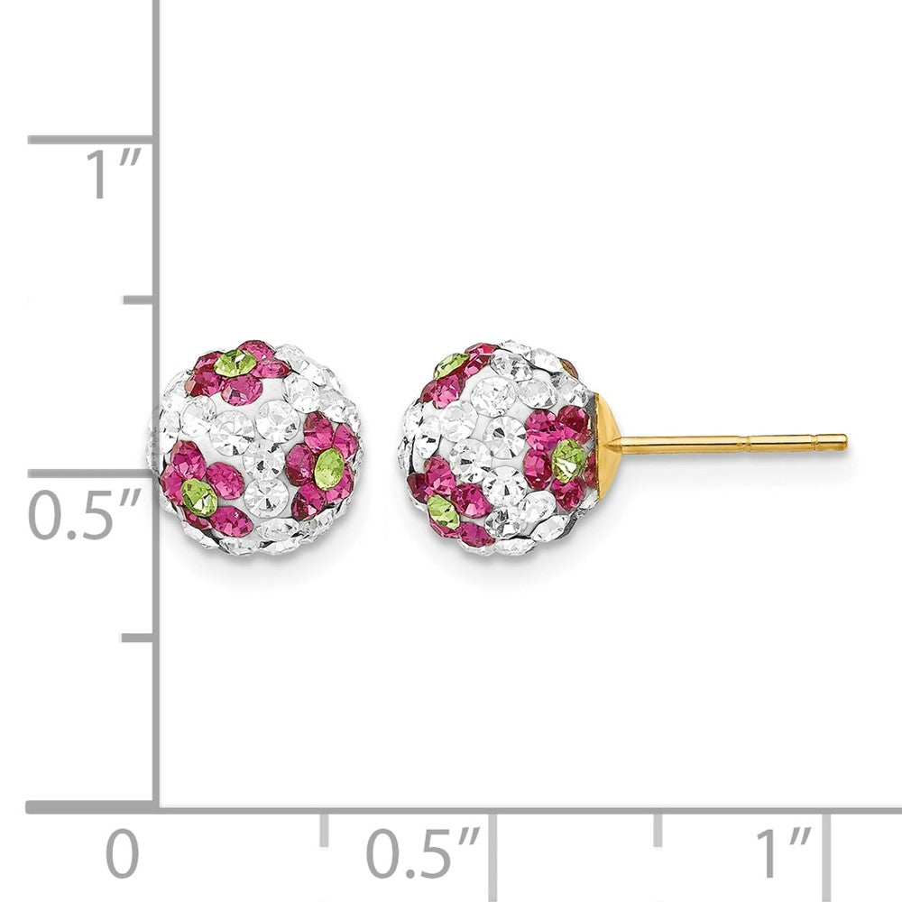 14k Crystal Pink Flowers 8mm Post Earrings