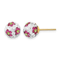 14k Crystal Pink Flowers 8mm Post Earrings