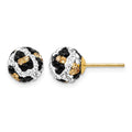 14k 8mm Post Leopard Pattern White Black Yellow Crystal Earrings