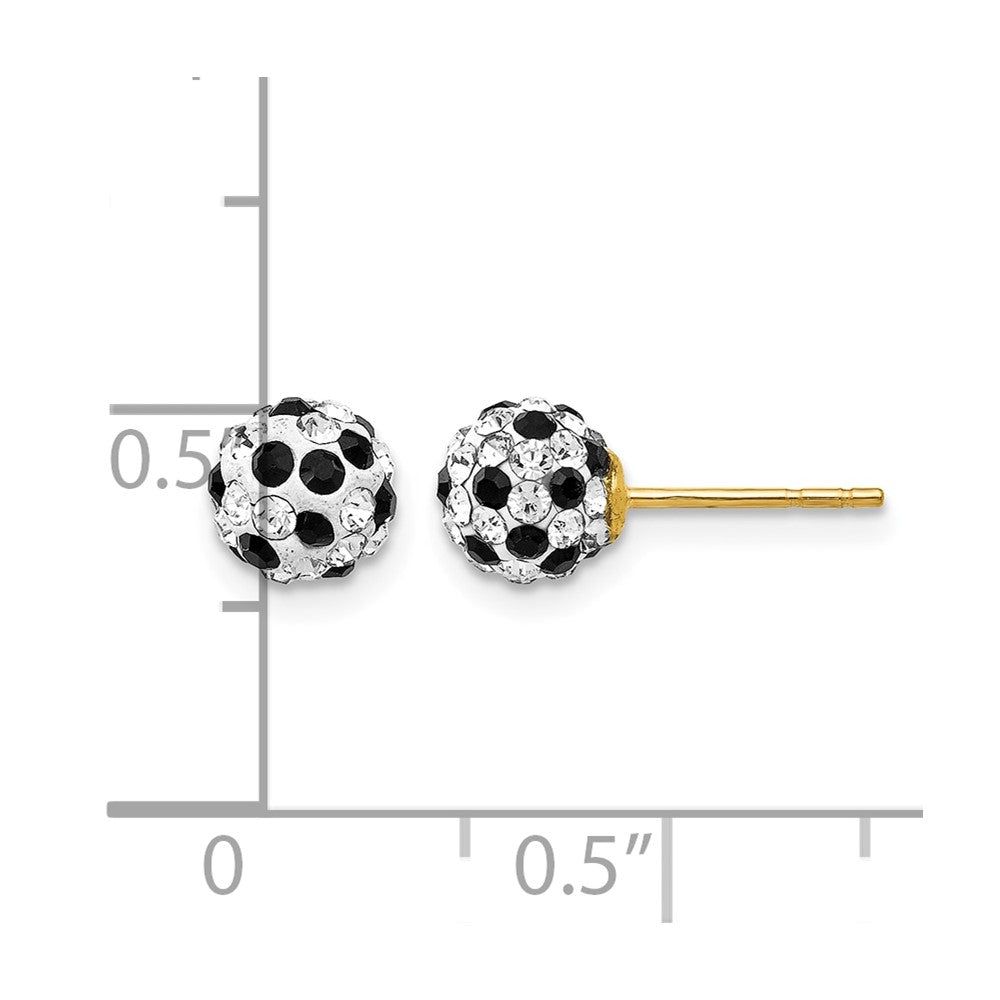 14k Black and White Crystal 6mm Post Earrings