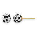 14k Black and White Crystal 6mm Post Earrings
